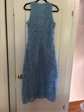 Endless Rose Light Blue Crochet Midi Dress